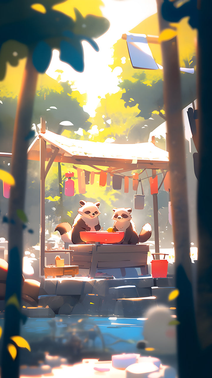 Phone Wallpaper Raccoons Laundry Service