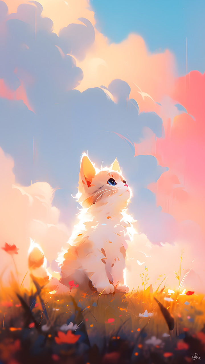Phone Wallpaper Cat Waiting for Sunset