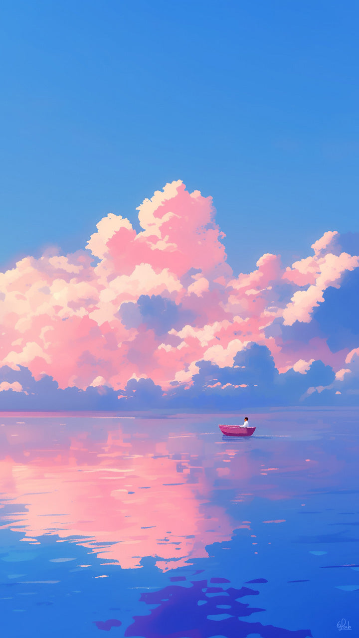 Phone Wallpaper Drifting with Pink Clouds