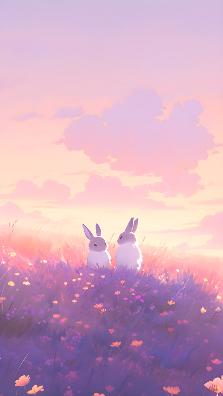 Phone Wallpaper Rabbit in Lavender Land