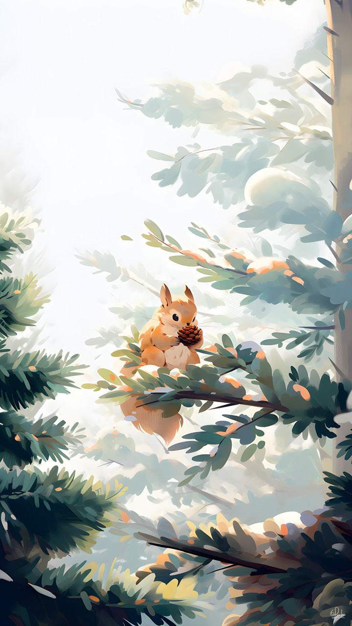 Phone Wallpaper Snow Squirrel