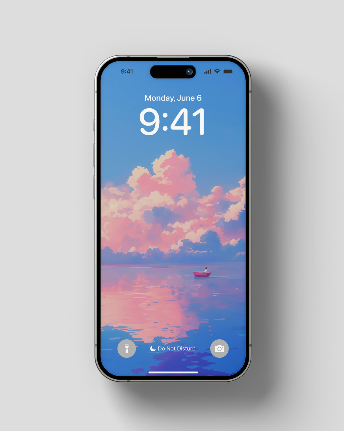 Phone Wallpaper Drifting with Pink Clouds
