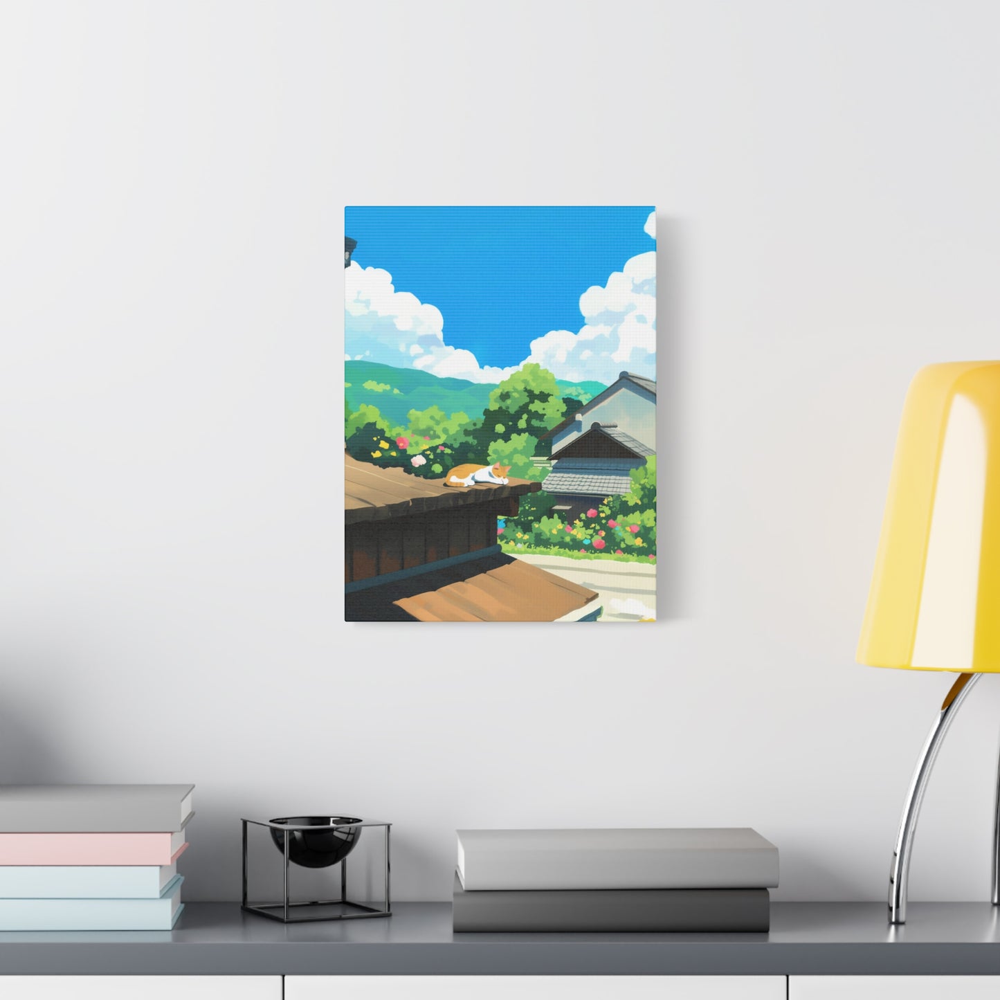 Rooftop Sleeping Cat Canvas