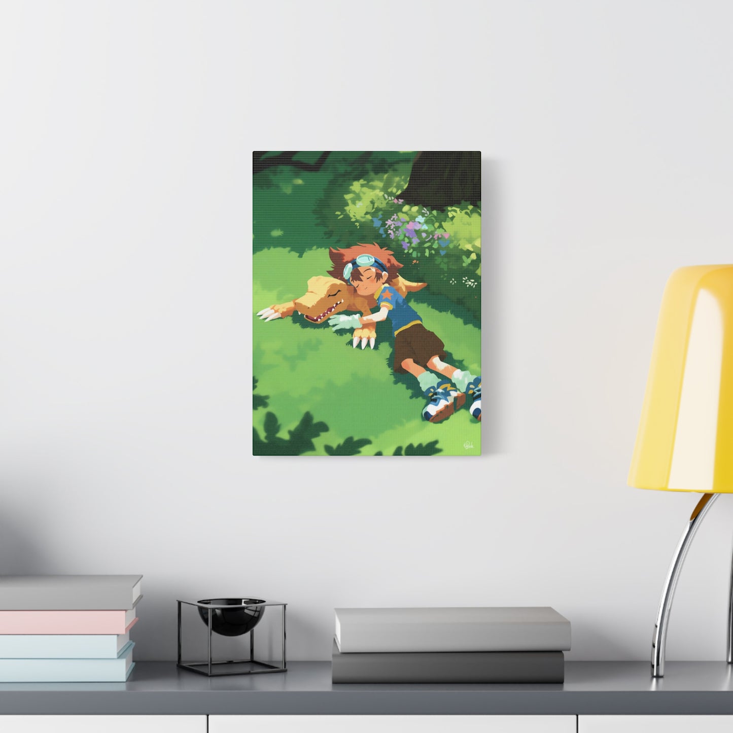 Sleeping with Agumon and Taichi Canvas