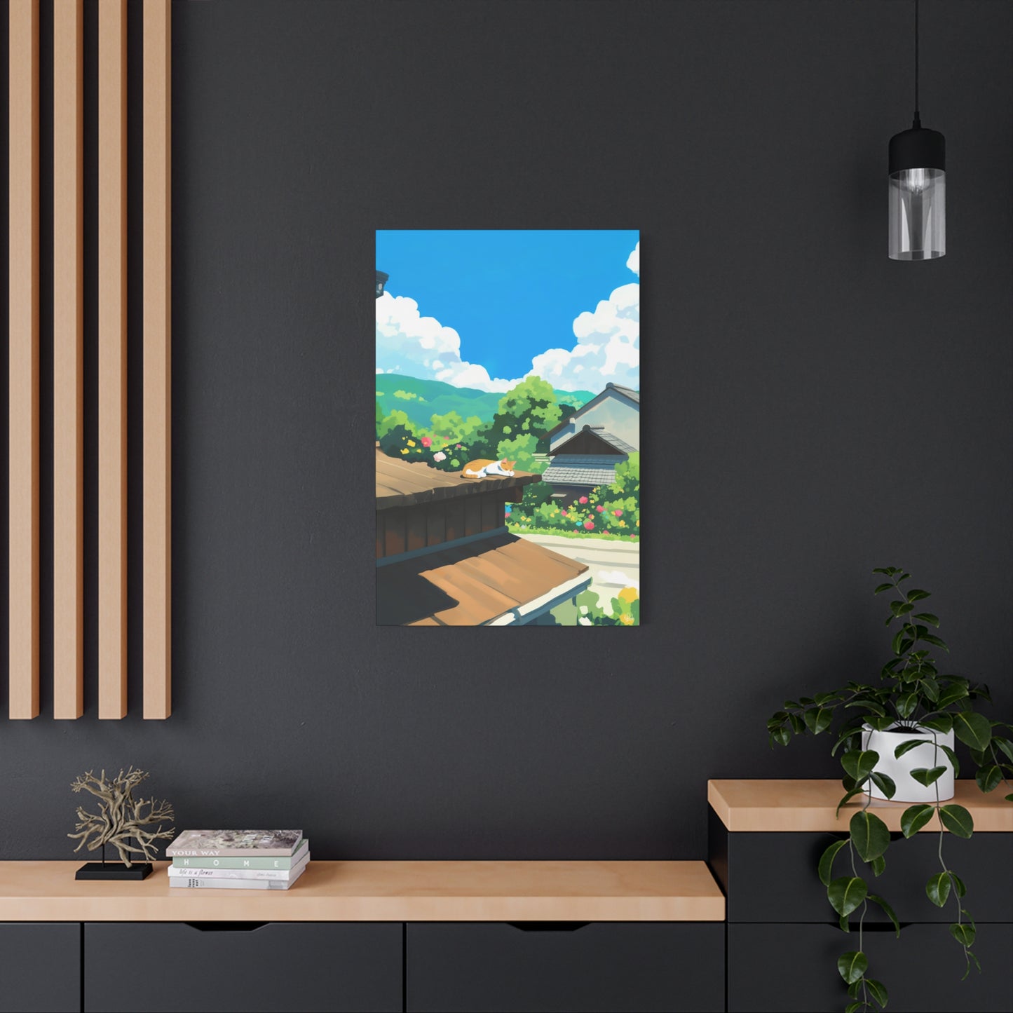 Rooftop Sleeping Cat Canvas