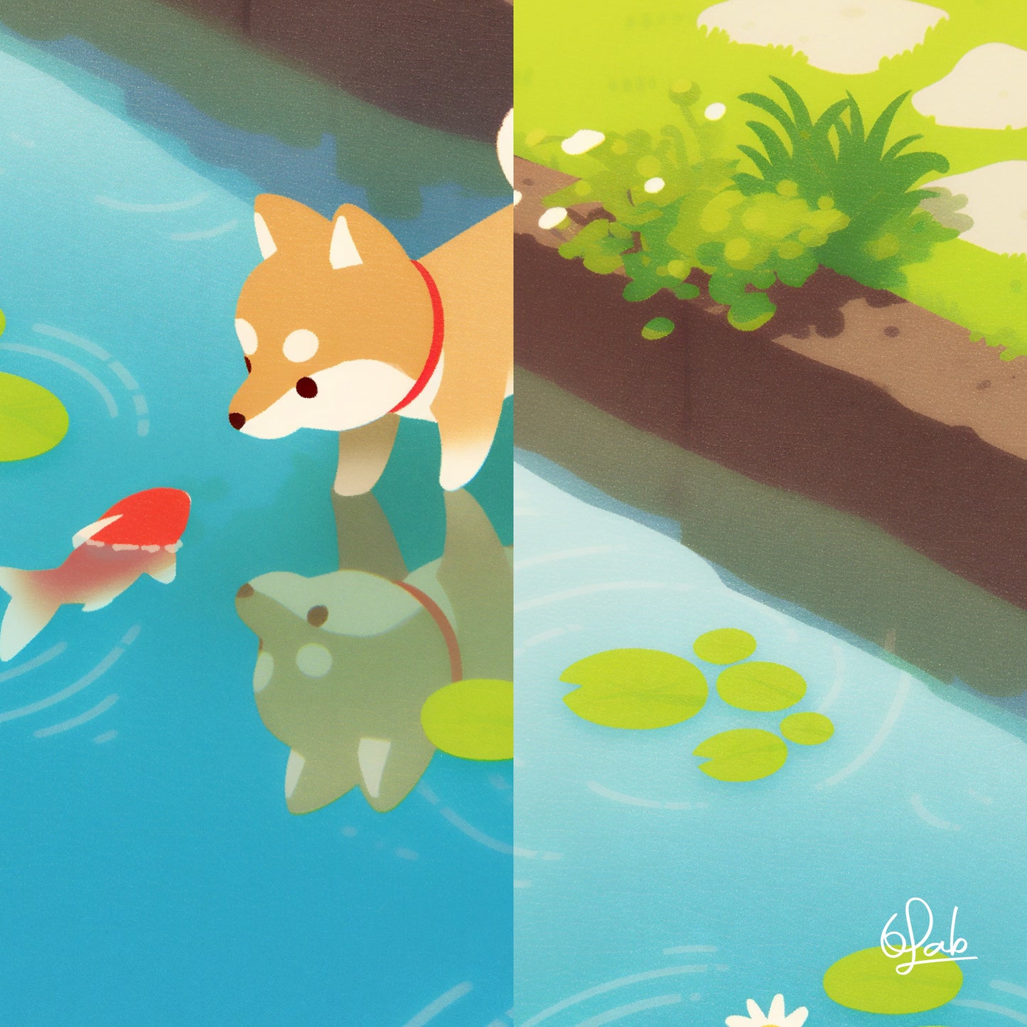 Dog and Fish's Curious Stare Posters