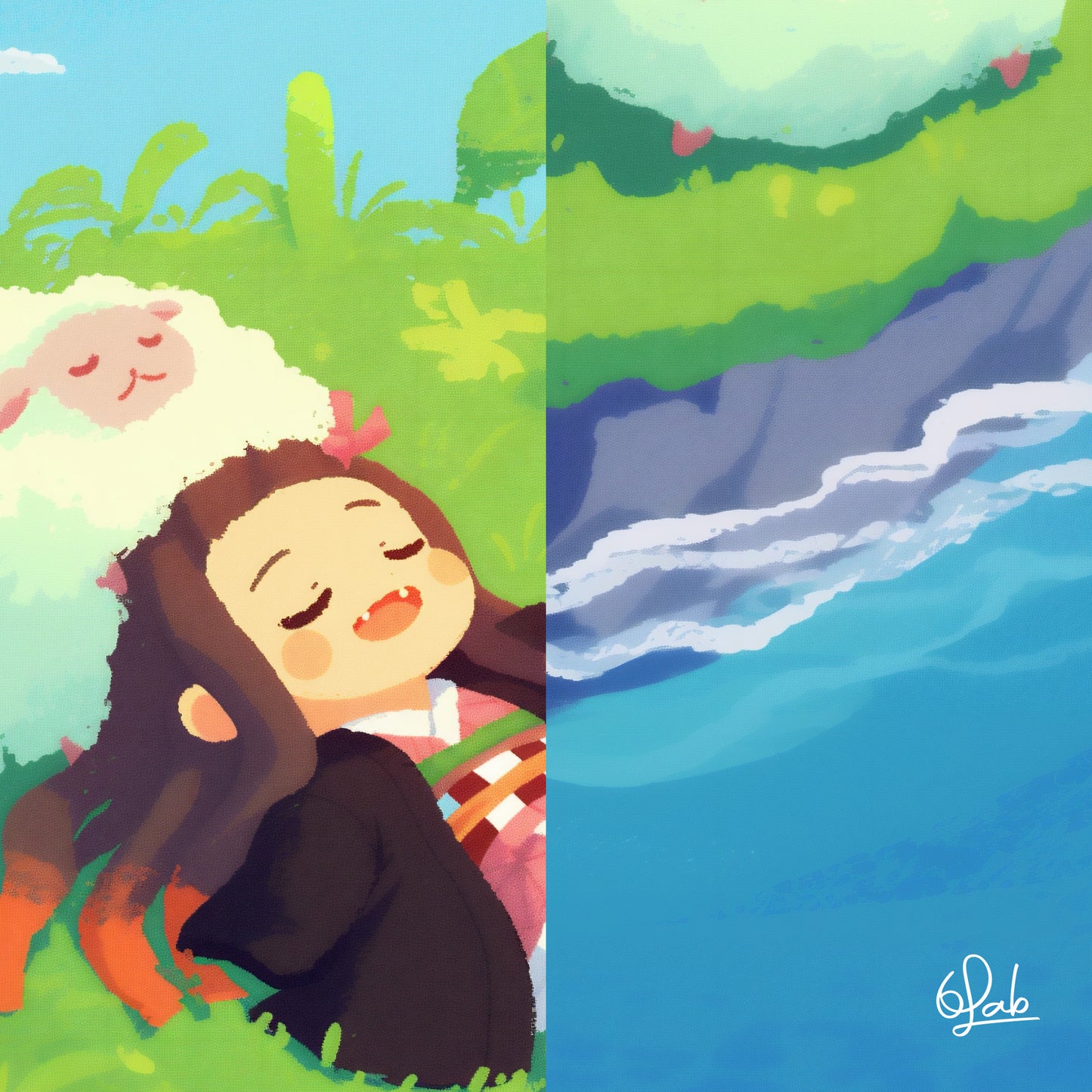 Nezuko’s Sheep-filled Dream Canvas