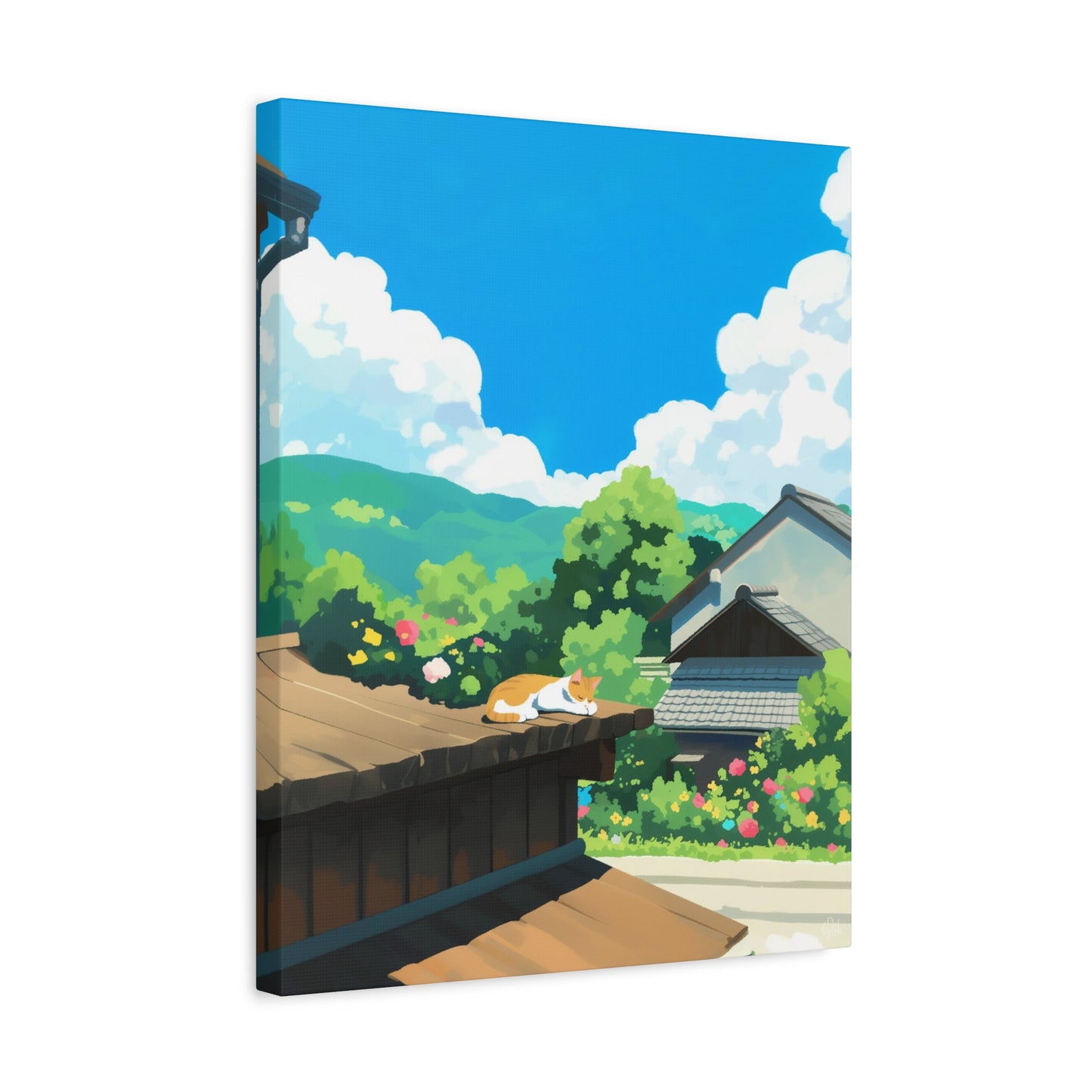 Rooftop Sleeping Cat Canvas