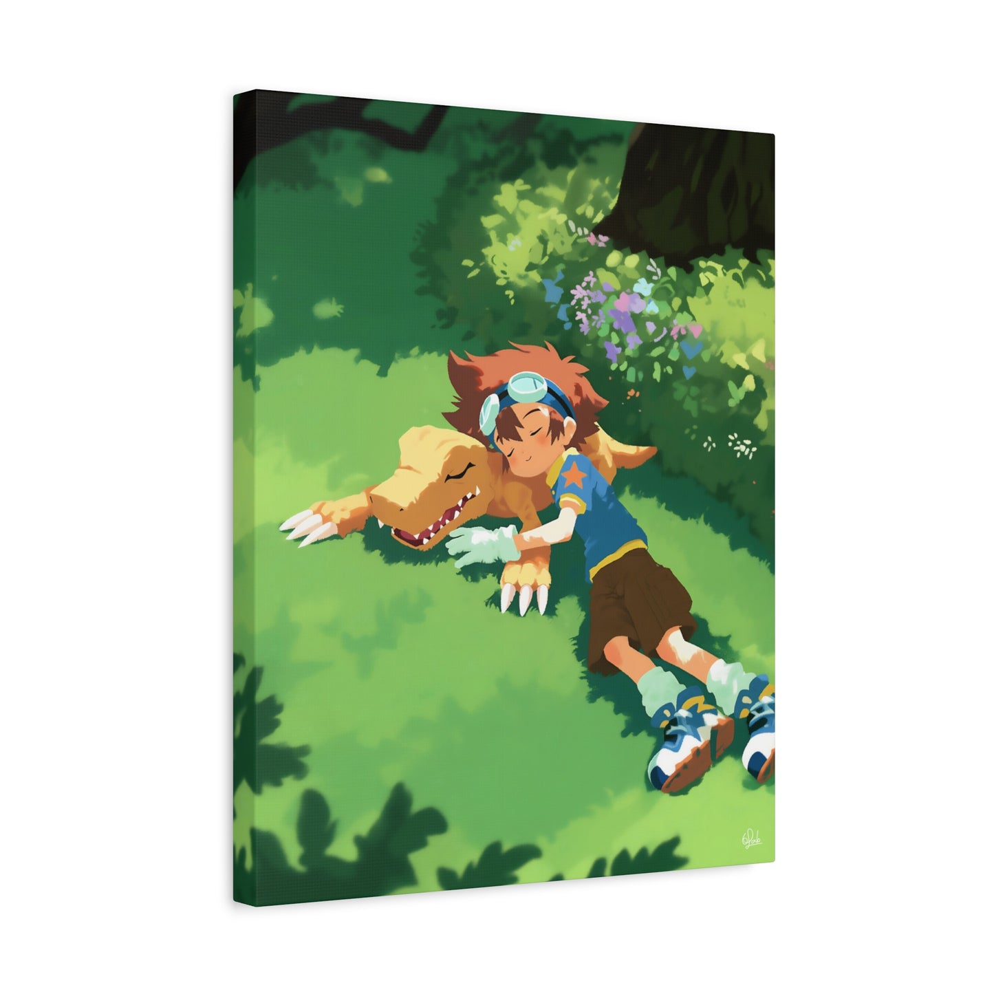 Sleeping with Agumon and Taichi Canvas