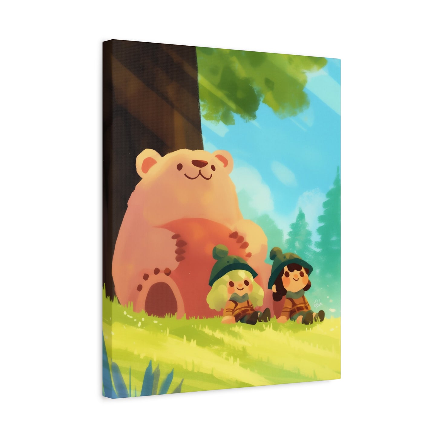 A Breath of Peace with Our Guardian Bear Canvas