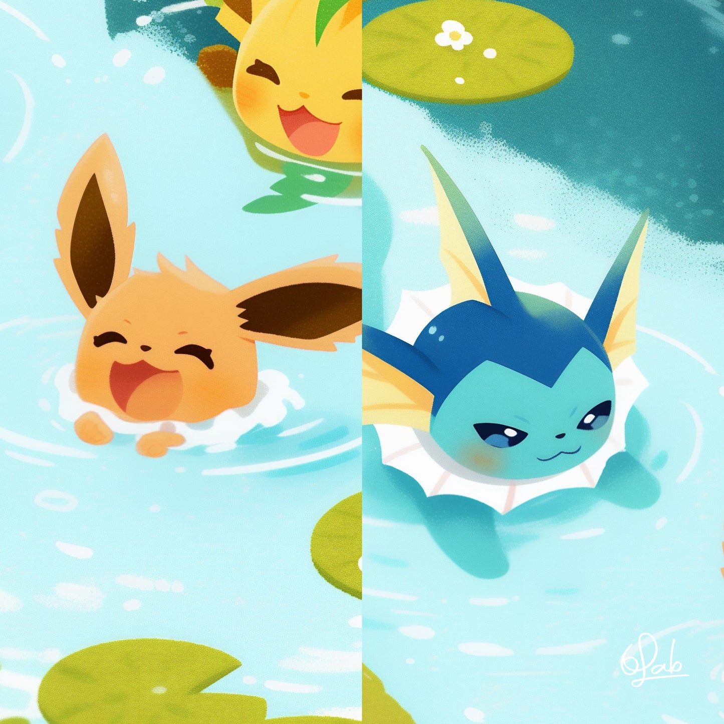 Eevee and the Golden Hour Swim Posters