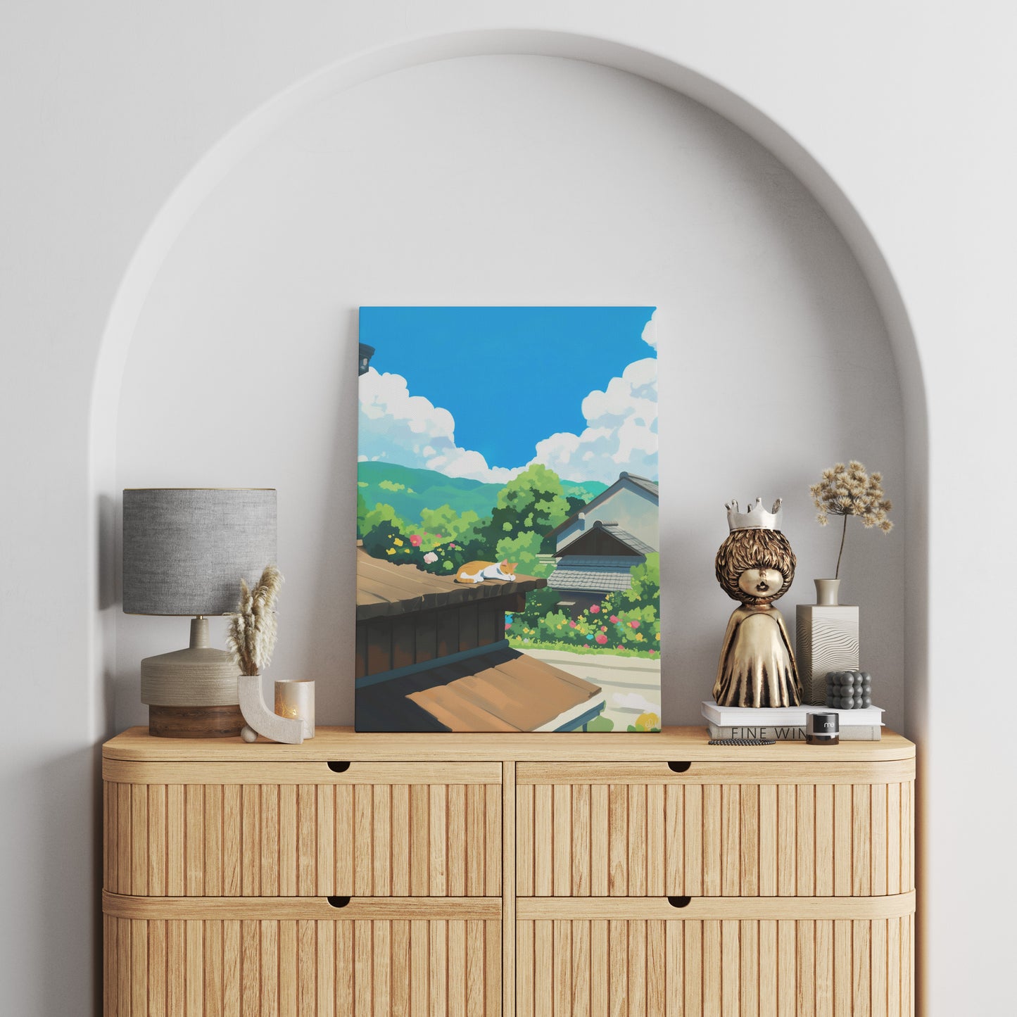 Rooftop Sleeping Cat Canvas
