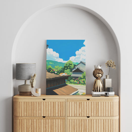 Rooftop Sleeping Cat Canvas