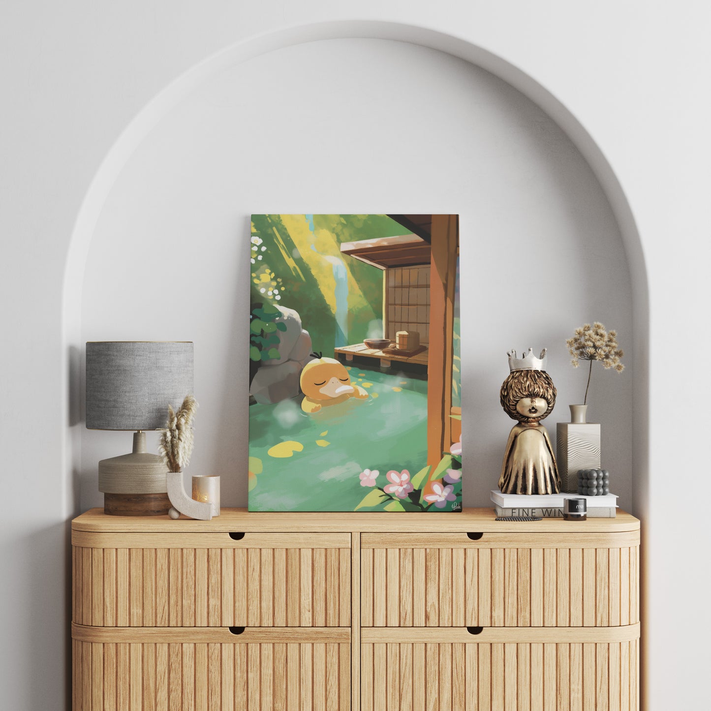 Psyduck's Onsen Moment Canvas
