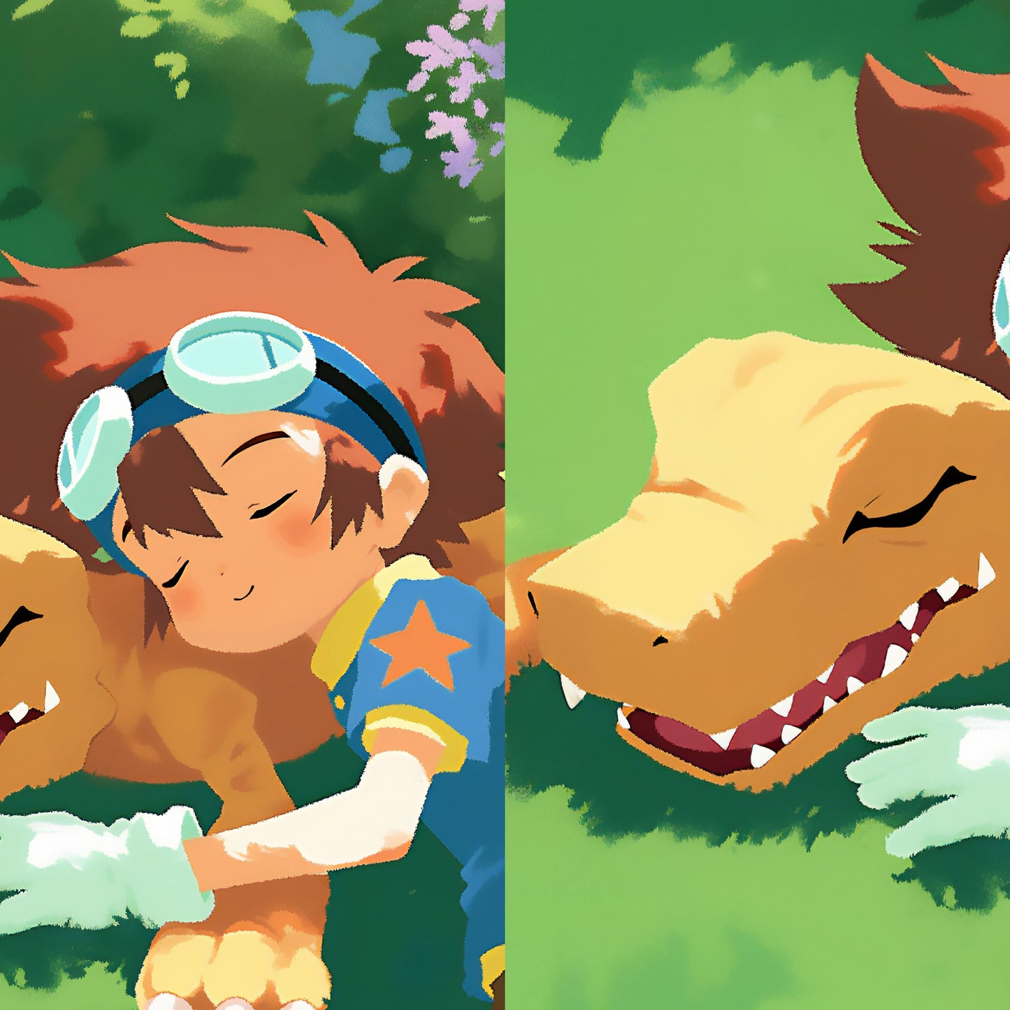 Sleeping with Agumon and Taichi Posters