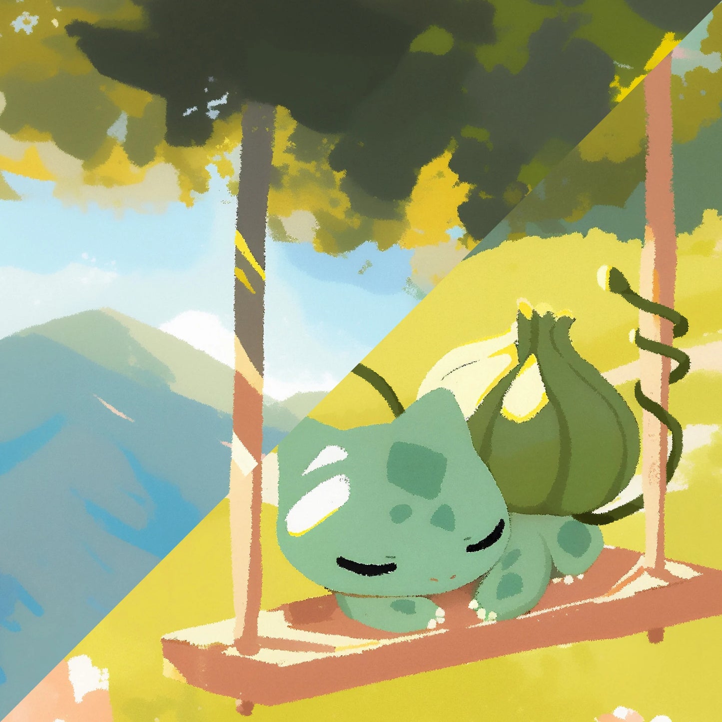 No. 001 Bulbasaur on a Swing Canvas