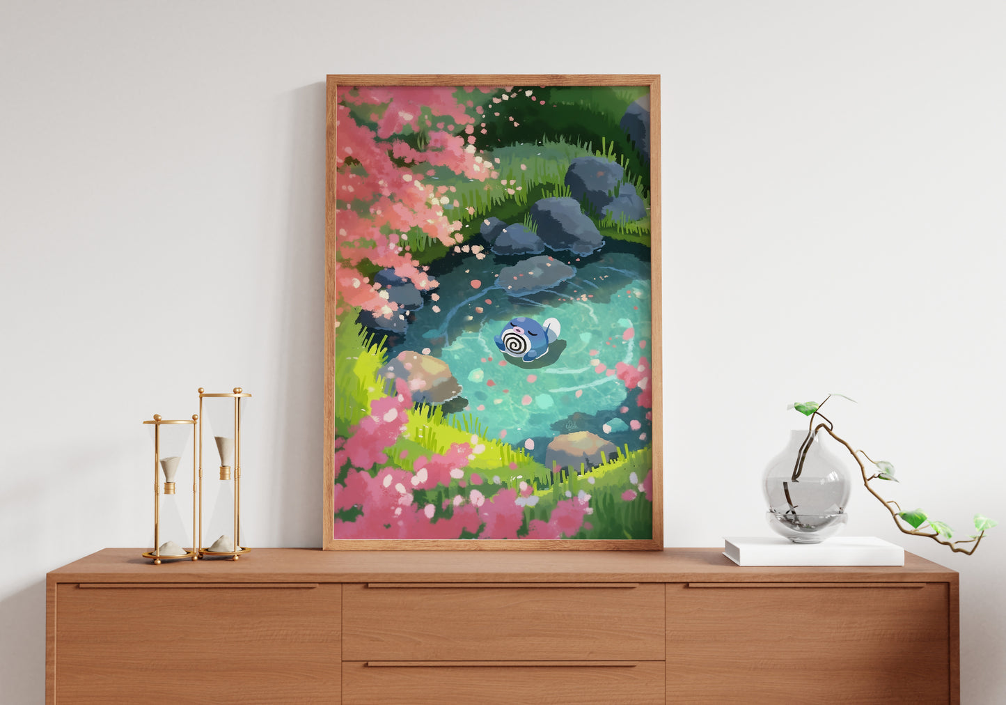 Poliwag's Peaceful Float Under the Sakura Posters