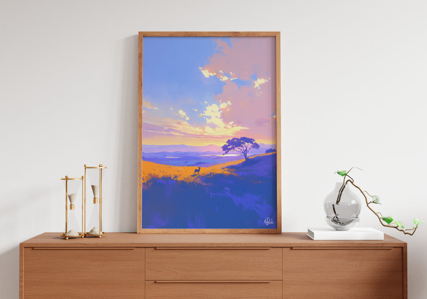 Deer in Purple Dusk Posters