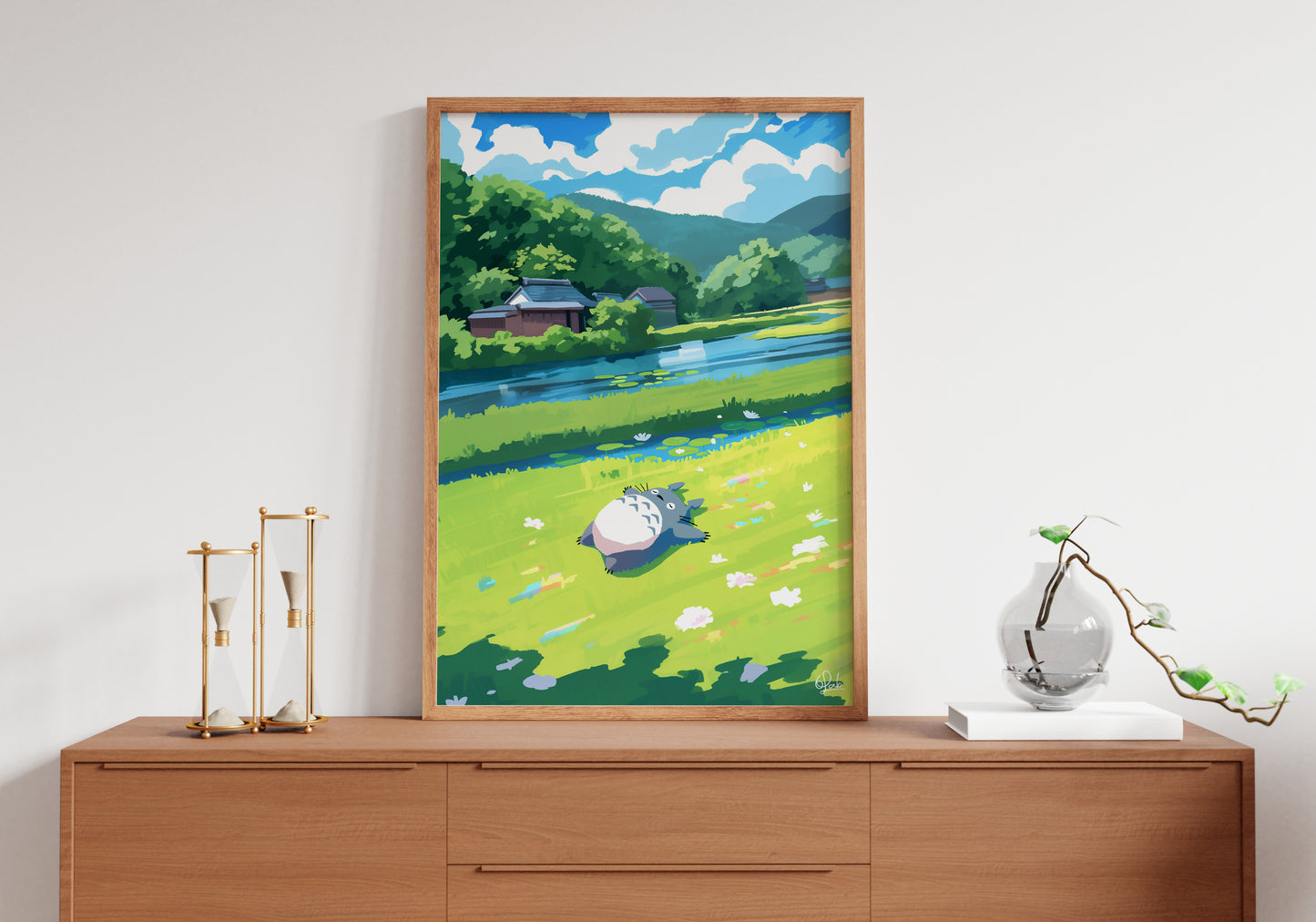 Totoro Sleeping by the Riverside Poster