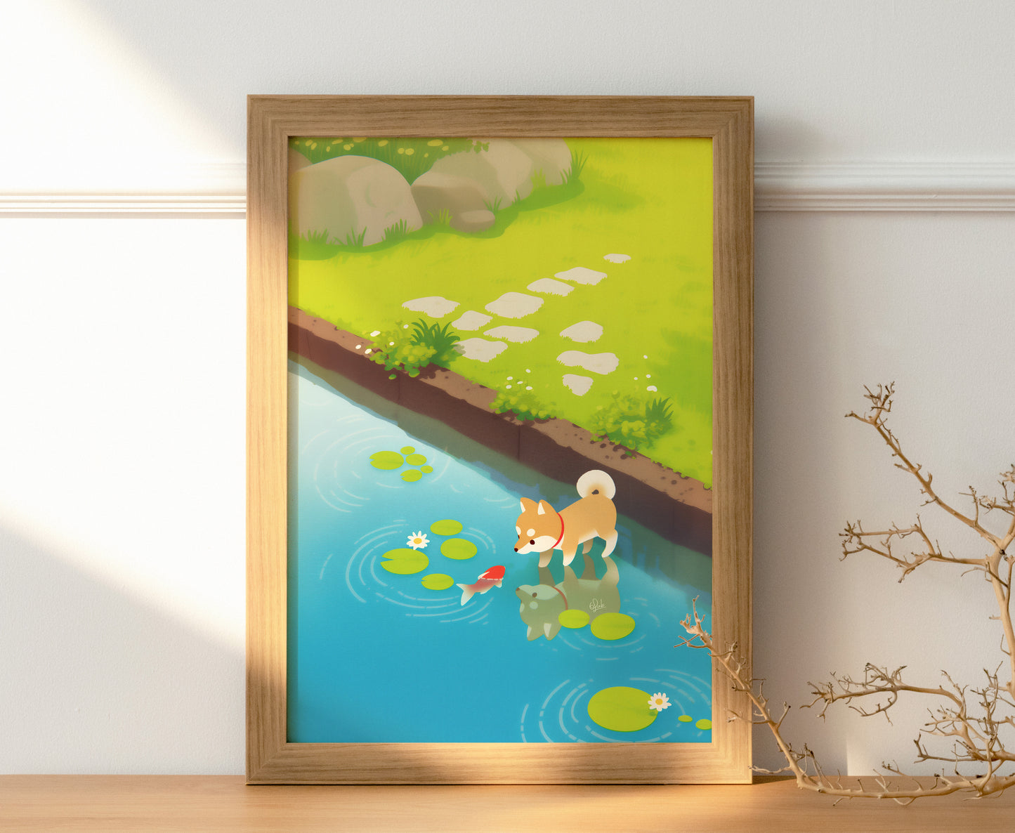 Dog and Fish's Curious Stare Posters