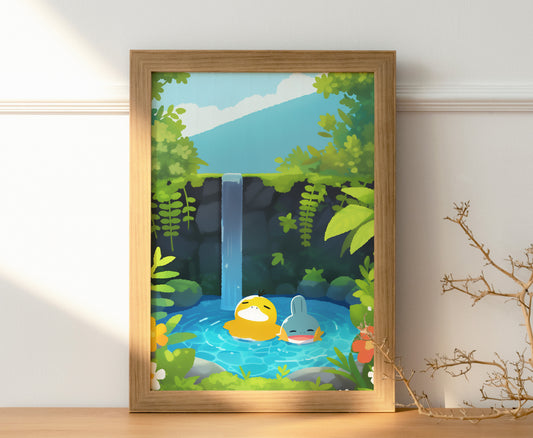 Psyduck & Mudkip’s Healing Pool Poster