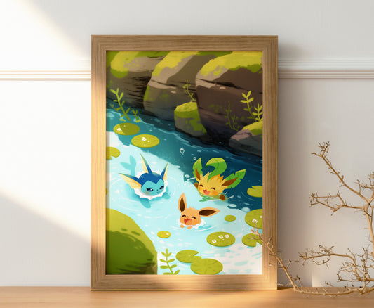Eevee and the Golden Hour Swim Poster