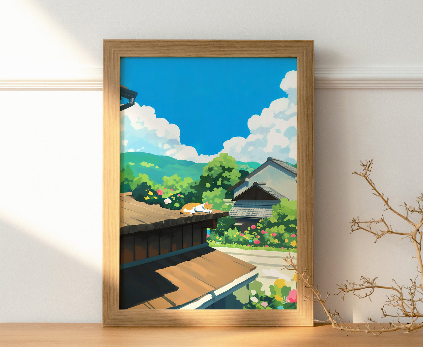 Rooftop Sleeping Cat Posters