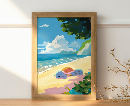 Sunbathing Squirtle Poster
