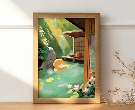 Psyduck in Onsen Poster