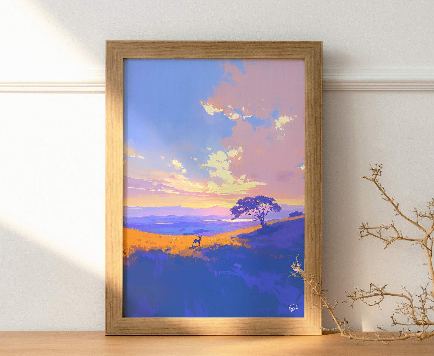 Deer in Purple Dusk Posters