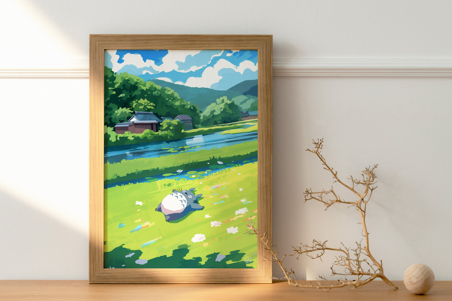 Totoro Sleeping by the Riverside Poster