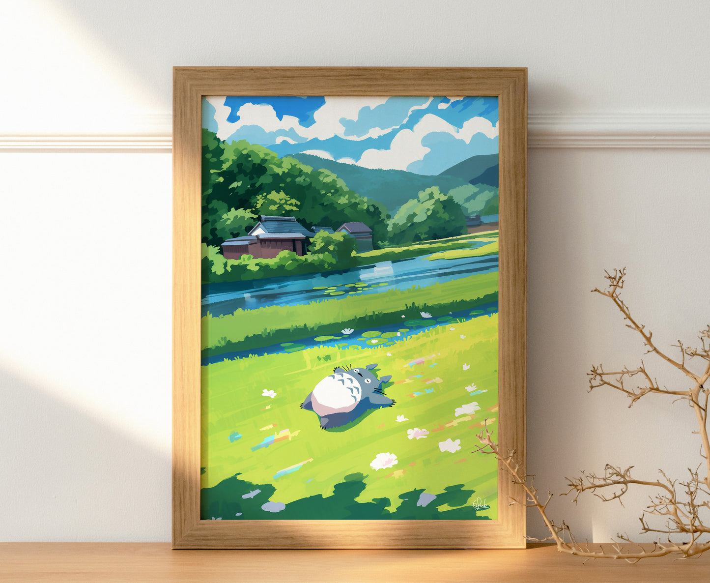 Totoro Sleeping by the Riverside Posters