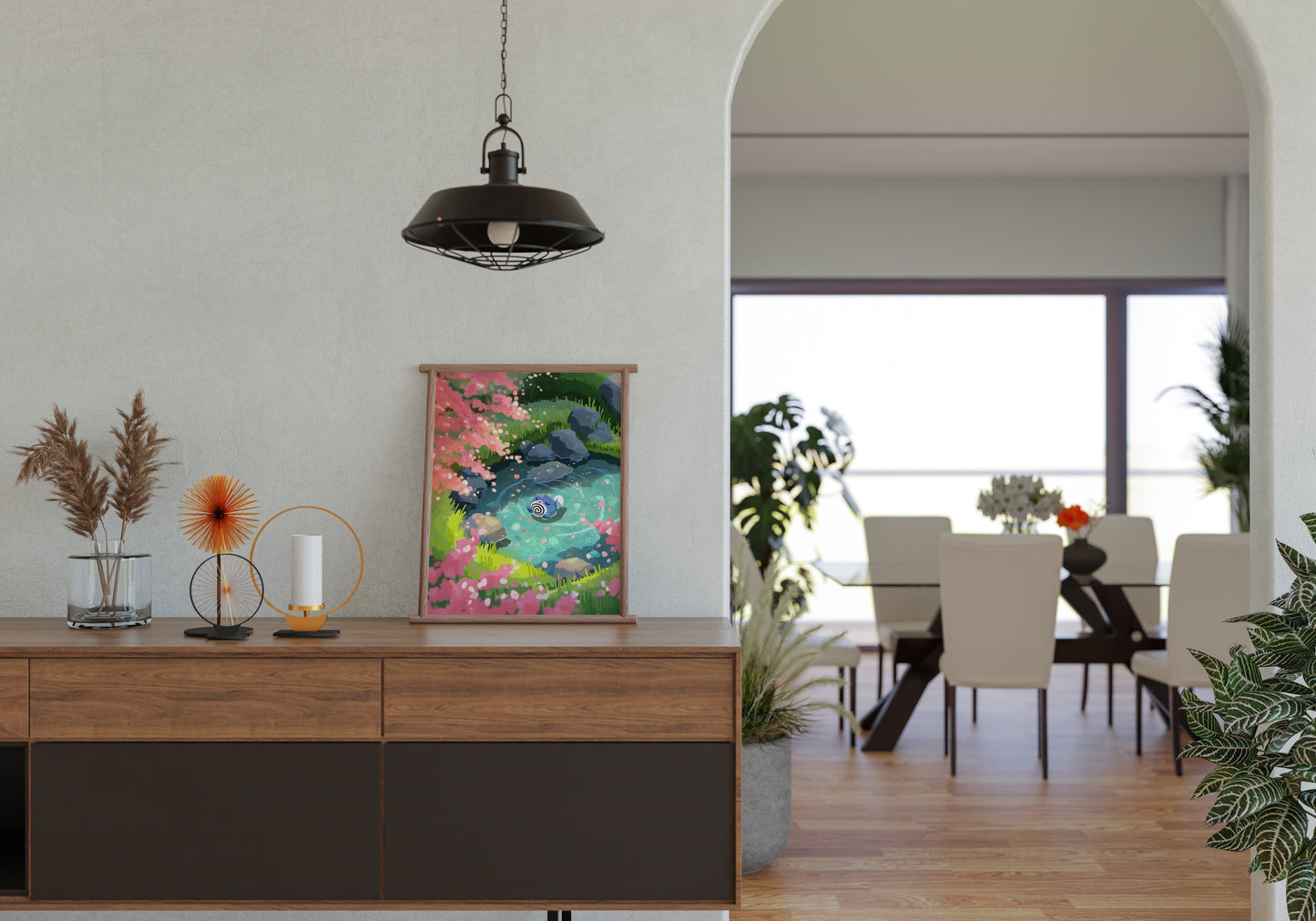 Poliwag's Peaceful Float Under the Sakura Posters