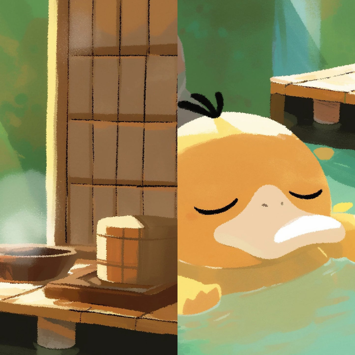 Psyduck in Onsen Poster