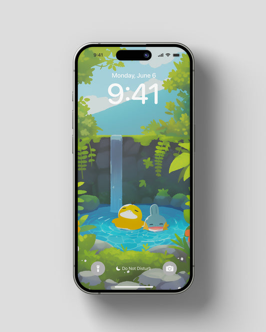 Phone Wallpaper Psyduck & Mudkip’s Healing Pool